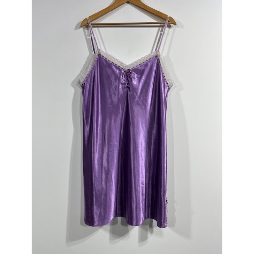 ValerieSteven Y2K Babydoll Satin Slip Dress Lace Trim Nightgown Chemise XL Fairy